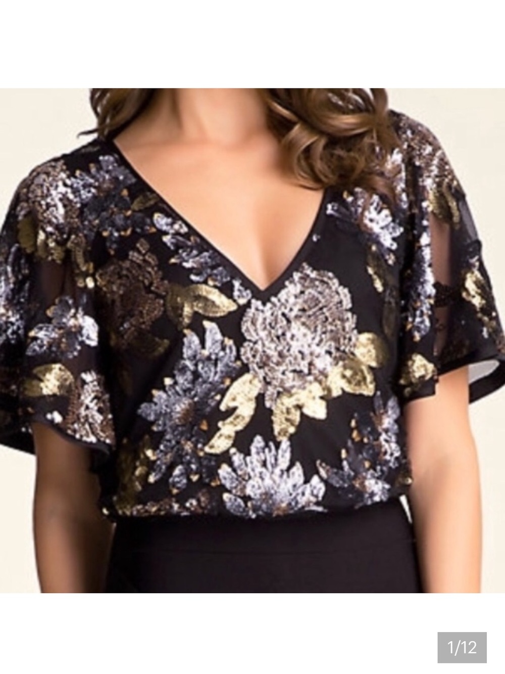 Bebe floral sequin crop top XS